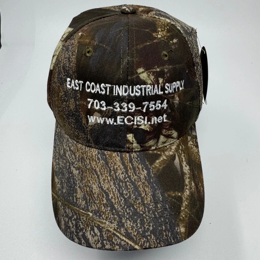 Mossy Oak Camo Hat East Coast Industrial Supply Embroidered Adjustable Cap NWT